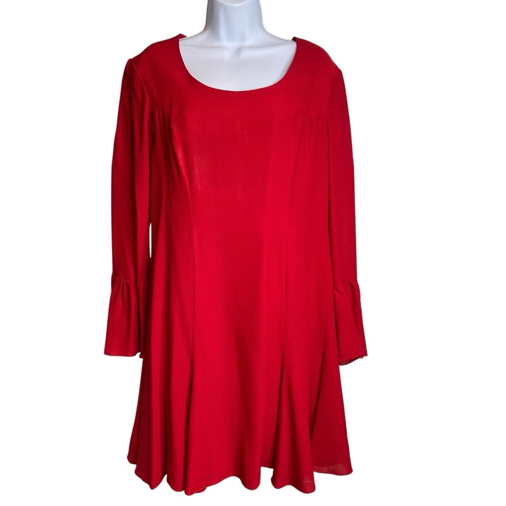 VTG 90s Cynthia Rowley Women's Red Bell Sleeve Mini Dress Sz 12‎ Party Retro